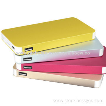 Super Slim Power Banks with Dual-USB and 8,000mAh Capacity, Li-polymer Battery